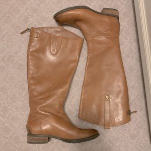 Cognac wide calf tall boots
